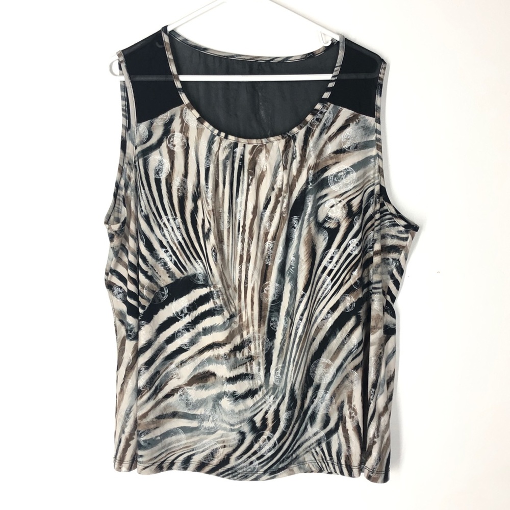 Roz & Ali zebra print sheer back tank top